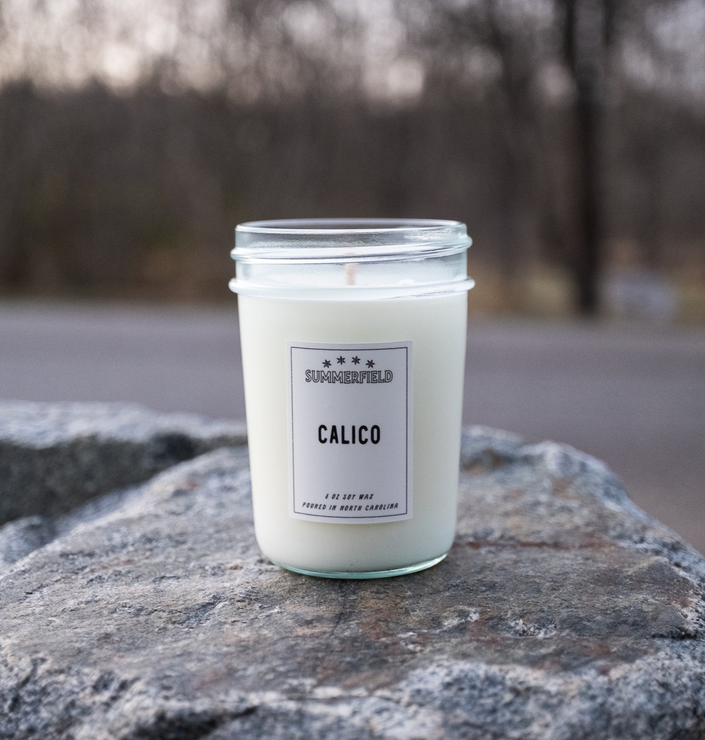 "Calico" 8 oz. Glass Candle (w/ lid)