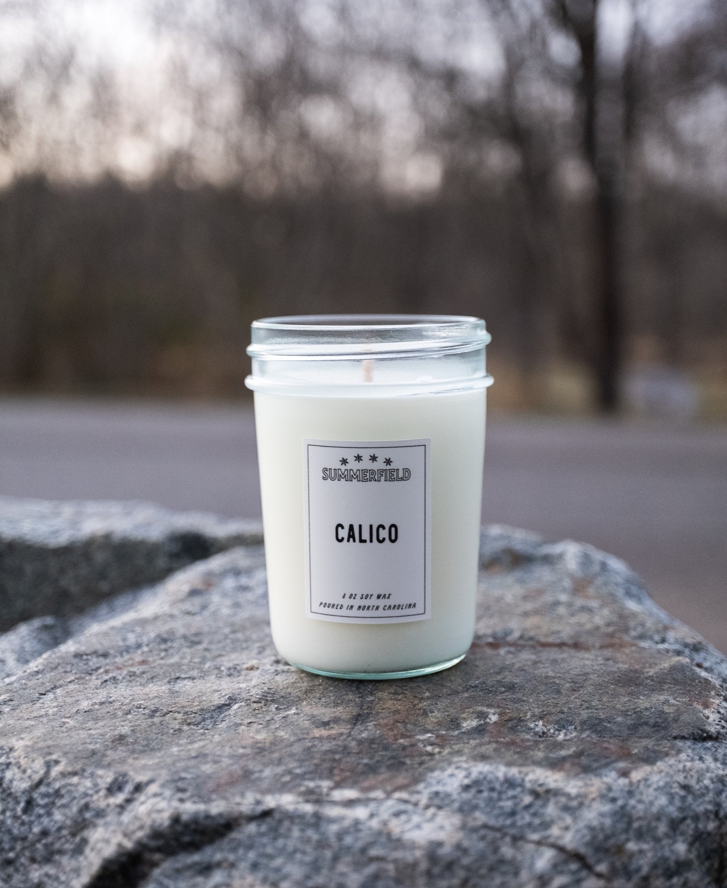 "Calico" 8 oz. Glass Candle (w/ lid)